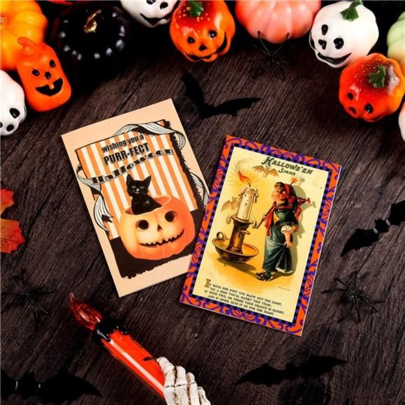 24 Pcs Vintage Halloween Greeting Cards With Envelopes and Stickers, 4 X 6" - Picture 6 of 7